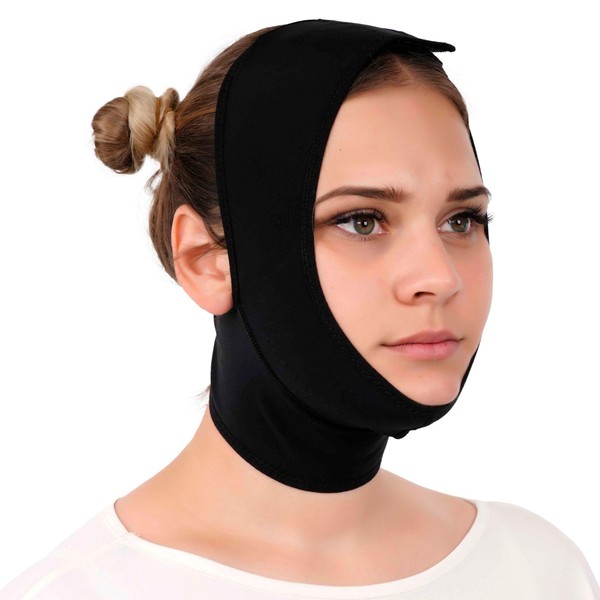 Post Surgery Neck and Chin Compression Garment Wrap Bandage for Women, Face Slimmer, Jowl Tightening, Neck Coverage, Chin Lifting Strap