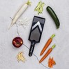 Microplane adjustable vegetable slicer with V-blade and julienne blade insert