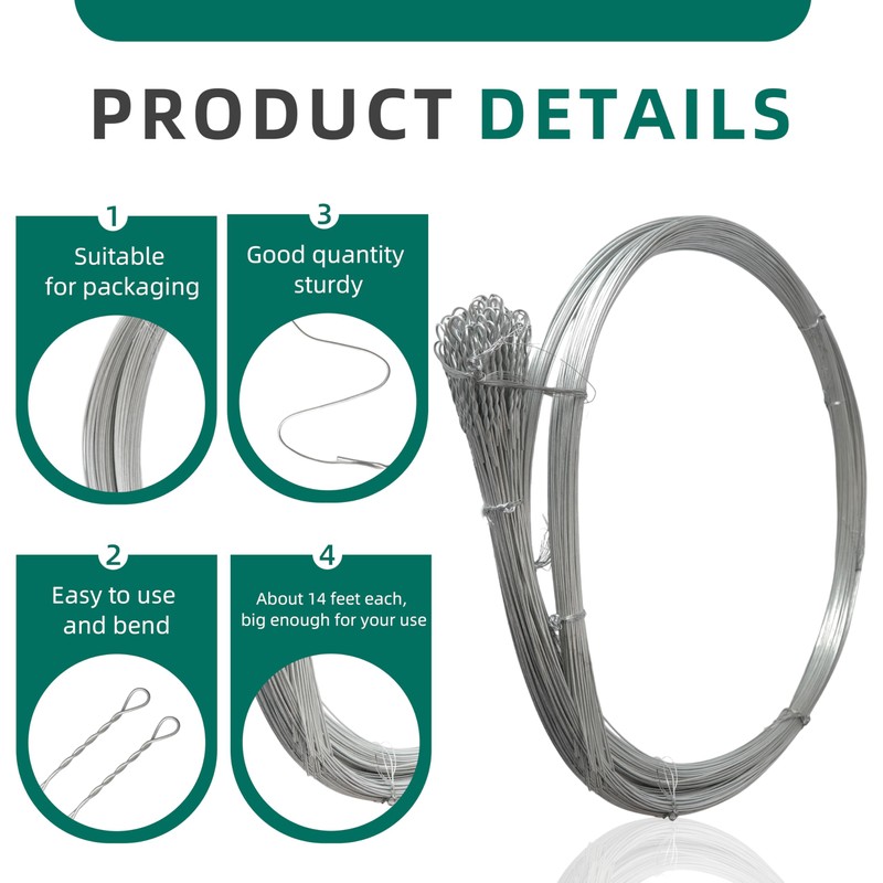 60Roll Bailing Wire (2mm), 14ft Galvanized Steel Wire Bulk, Bendable