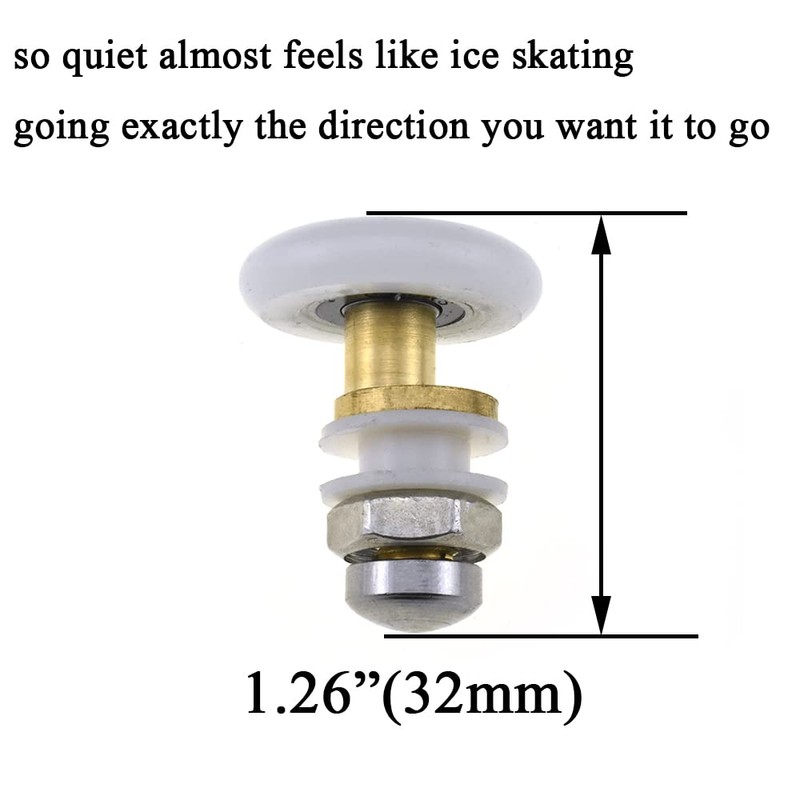 Hahiyo 20mm Diameter Brass Shower Door Wheels with Stainless Steel