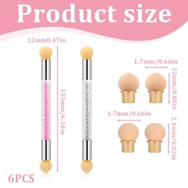 FIMWOLZ 2 x Nail Art Rendering Tools Sponge and Dab Brush Double Head Ombre Sponge Stick Sponge Brush Applicator with 4 Replacement Heads Pigment Brush Pigment Applicator