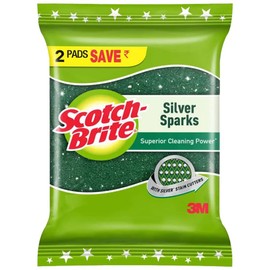 Scotch Bright Silver Spark Scrub Pad - 7cmX7.5cm (Pack of 2)