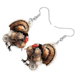 RAIDIN Acrylic Cute Thanksgiving Turkey Dangle Drop Earrings for Women Chicken Earrings Jewelry Gifts for Christmas Holiday (E074)