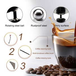 YABAHUEspresso Shot Mirror & Brush Set with Spoon, Multi-Position Rotatable Base Espresso Accessories – Suitable for Espresso & 3-in-1 Barista Tools, perfect for home and office use.