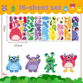 KOLZEMV 16 Pieces 12.5 cm x 17 cm Stickers Children's Sticker Set Make-a-face Sticker DIY Sticker Children DIY Face Sticker Children Sticker Children for Party Favour Supplies Craft