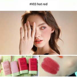 FARSEE Barra de colorete de larga duración, crema de colorete hidratante, colorete suave y duradero, específico para maquillaje (Rojo)