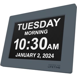 American Lifetime New 2025 Dementia Clock Large Digital Clock for Seniors, Digital Clock Large Display with Custom Alarms, Clock with Day & Date for Elderly, Large Number Digital Clock Winter Blue