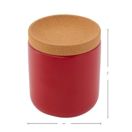 Ceramic and Cork Breathable Garlic Keeper to Allow Air Flor for Freshness, Stackable Space Saving Cork Lid, Natural Cork and Red Ceramic