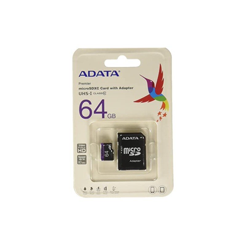 Adata AUSDX64GUICL10-RA1 Memoria Micro SD Clase 10, 64GB