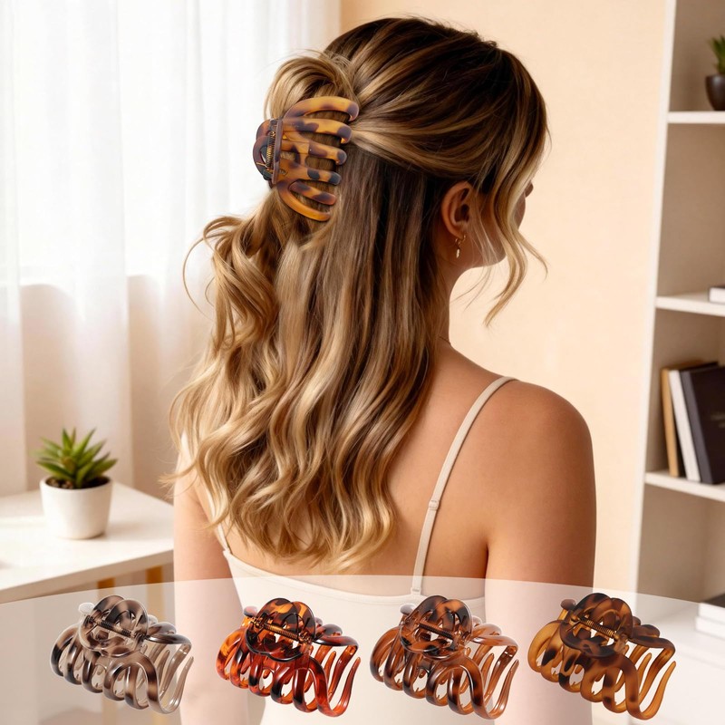 4PCS Octopus Hair Claw Clips for Thick Hair, 3.8" Large