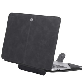 MOSISO Case Compatible with MacBook Air 13 inch M3 A3113 M2 A2681 M1 A2337 A2179 A1932/Pro 13 M2 M1 A2338 A2251 A2289 A2159 A1989 A1706 A1708, PU Leather Portfolio Protective Stand Cover, Space Gray