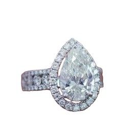 DCFSHEE Women's Waterdrop Pear Shape Cut & Round Cut CZ Zircon Promise Eternity Band Rings, Bridal Gold Plated Simulated Diamonds Engagement Wedding Jewelry (US Size 9)