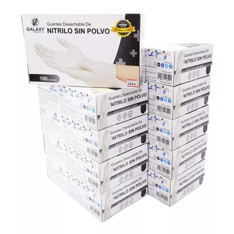 Galaxy Products 1,000 Guantes De Nitrilo Blanco Chico