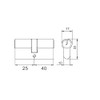 Profile Cylinder Lock 25 / 40 mm Nickel