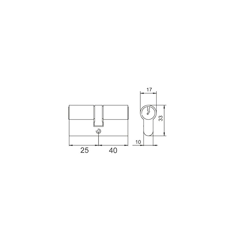 Profile Cylinder Lock 25 / 40 mm Nickel