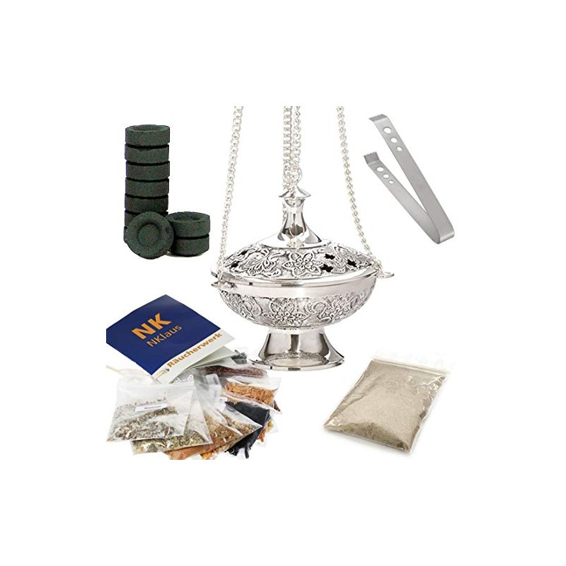 NKlaus Incense Swivels Complete Set 14 Pieces with Frankincense, Resins,