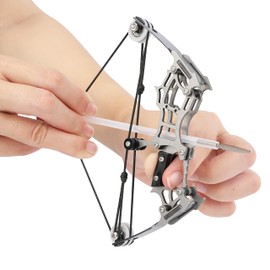 AMEYXGS Archery Bow Set Stainless Steel Compound Bow for Hunting Shooting Practice RH/LH Archer with 4/12 Arrows and Target Paper (6.1 inch Bow, 4 x Arrow)