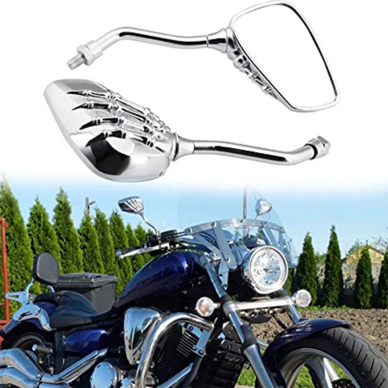 Unbranded Universal Chrome Skeleton Skull Hand Claw Motorcycle Rear View