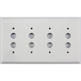 Classic Accents Painted Stamped Steel Switch Plates - (4 Gang Push Button Light Switch, White)