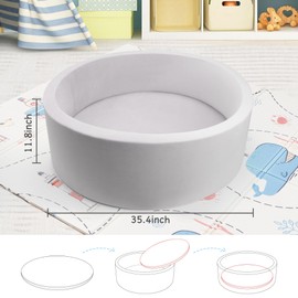 Kids Ball Pit Pool, White, Non-Toxic Plastic, 35.4 Inch Diameter, Round Sensory Play Pool for Children, Indoor Play