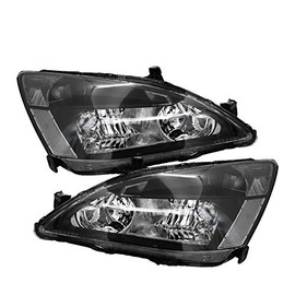 Compatible/Replacement For 03-06 Honda Accord Replacement Black Pair Headlights Headlamps Clear Turn Signal Reflector