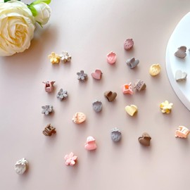 Baby Toddler Hair Ties,Girl Hair Clip Hair Accessories,Kids Rubber Bands Hairpins Hair Bows,YOOZI No Damage Ponytail Holder for Newborn Girls(Strawberry Mini Claws)