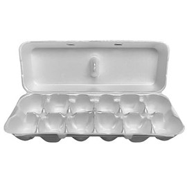 White 12-Egg Blank Styrofoam Carton - 25 Pack