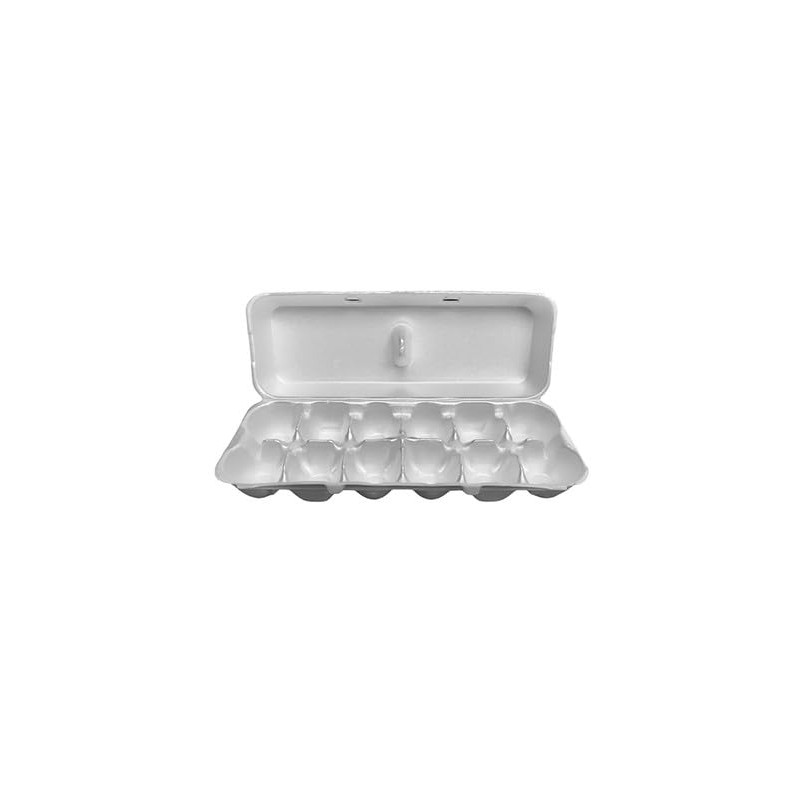 White 12-Egg Blank Styrofoam Carton - 25 Pack