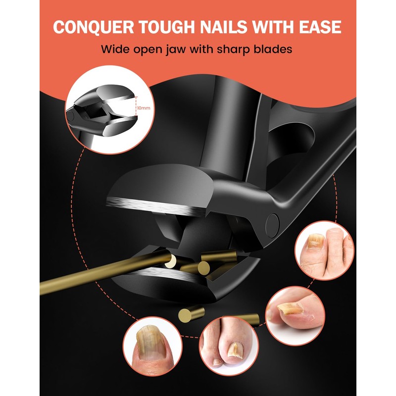 BEZOX Angled Toenail Clippers for Thick Toenails – Long Handle