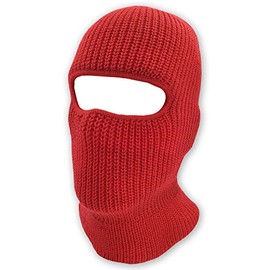 Double Layered Knitted One Hole Ski Mask - Assorted Colors Tactical Paintball Running (Red)