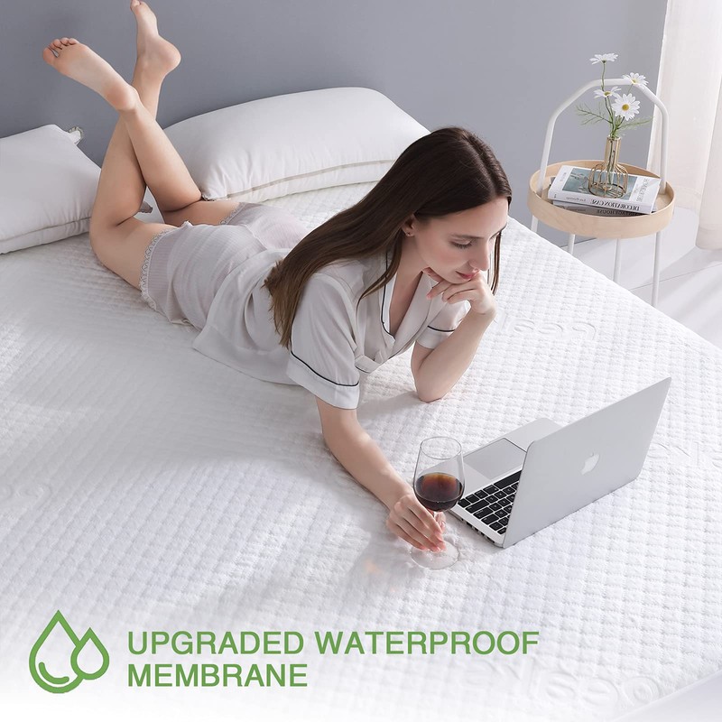 King Size Waterproof Mattress Protector Fitted Mattress Pad Cover with