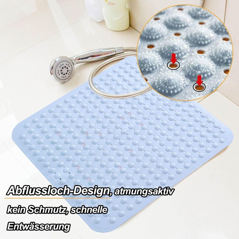 Shower Mat, Non-Slip Bath Mat, 48 x 48 cm, Shower