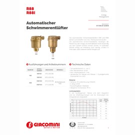 R88I Automatic Bleed Valve R88IY003 1/2 Inch GIACOMINI