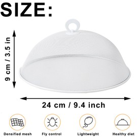 Hunphy 3 Pack Food Mesh Cover Fly Screen Fly Screen Cover Food Cover Outdoor Food Cover with Handle for Kitchen Picnic (White)