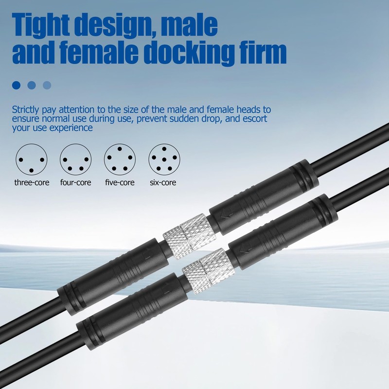YACSEJAO 2 Pair M8 5 Pin Serial Cable 2 Male+2