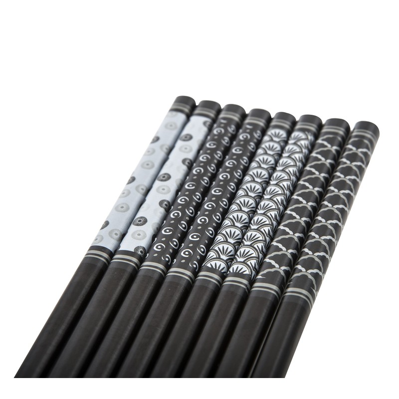 Davis & Waddell DAS0014 Chopsticks Set/4 Pairs, Bamboo/Black/White