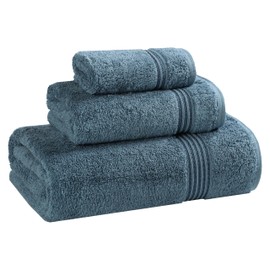 SUPERIOR Heritage Egyptian Cotton 3 Piece Towel Set, Heavyweight Towels for Bathroom, Guest Bath, Luxury Home Decor, Plush Absorbent Essentials, Includes 1 Bath, 1 Hand, 1 Face Towel, Sapphire