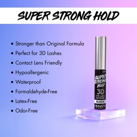 i-Envy Super Strong Hold 3D Strip Lash Glue Brush-On False Eyelash Adhesive, Waterproof, Hypoallergenic, Latex & Formaldehyde Free (Black)