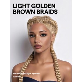 GORGIUS French Braided Wig 613 Blonde Knotless Braided Lace Front Wigs with Baby Hair Double Twist Braiding Pigtail Long Synthetic Box Braids Hair