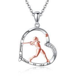 DAYLINLOVE Baseball Chain 925 Sterling Silver Baseball Heart Necklace Baseball Jewellery Gift for Women Girls, Sterling Silver, No Gemstone