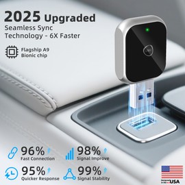 Android Auto Wireless Adapter Carplay - 2 in 1 Wireless Android Auto Car Adapter & Car play, Stable Control No Delay [2025 Upgraded] Silver