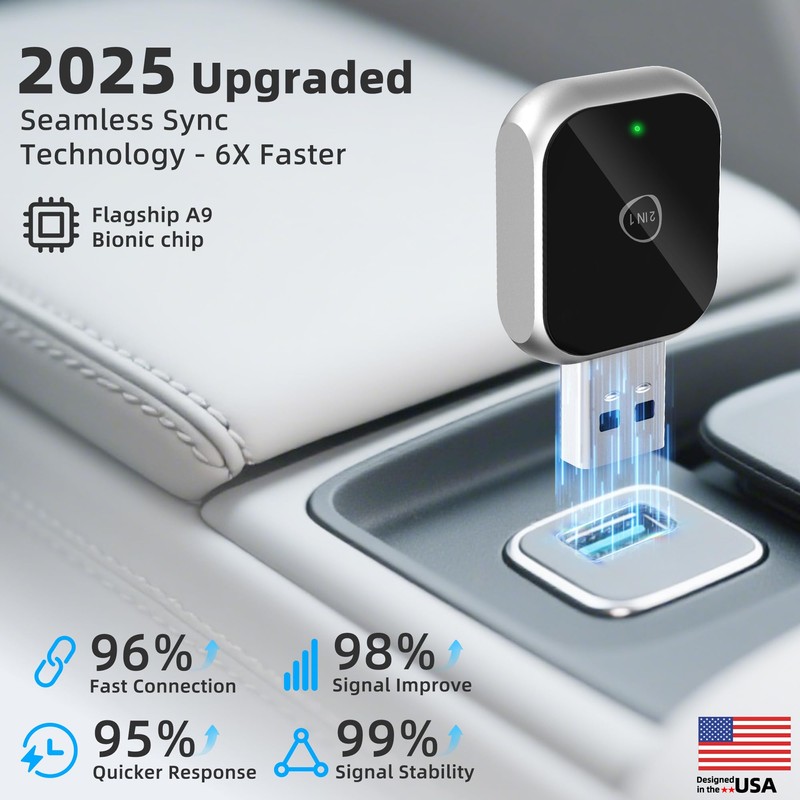 Android Auto Wireless Adapter Carplay - 2 in 1 Wireless