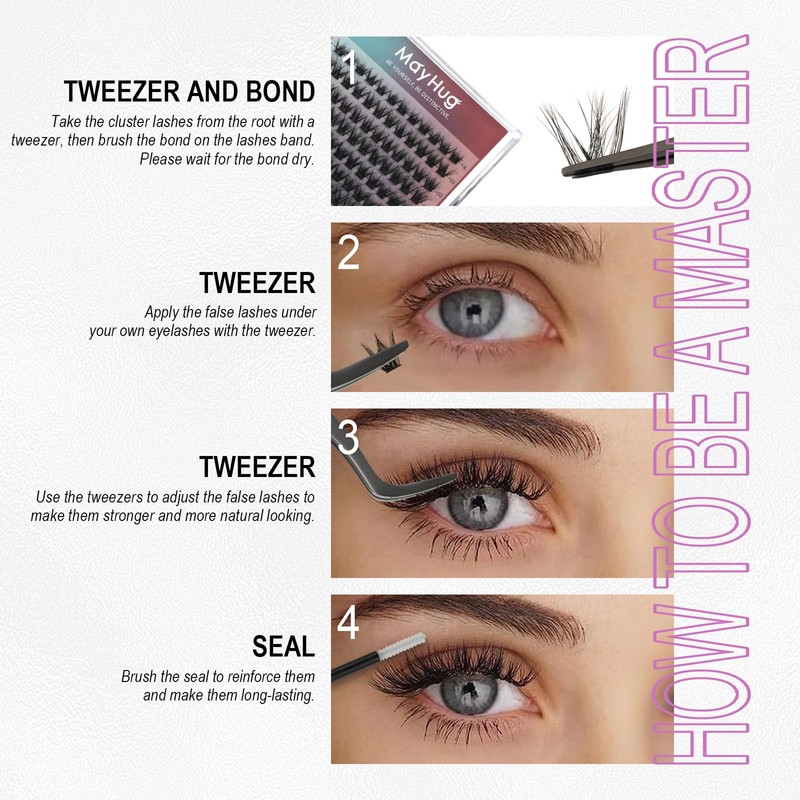 Mayhug Wimpern Cluster 144pcs 3D Effekt Cluster Lashes Weich Wimpern