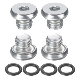 sourcing map 4Pcs M5x0.8 Inner Hex Head Pipe Fitting Plug, Universal Carbon Steel Thread Socket Plug with Black O-Ring for Terminate Pipe Ends or Replacement Drains