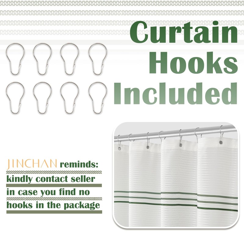 jinchan Small Stall Shower Curtain 48x72 inches Green and White