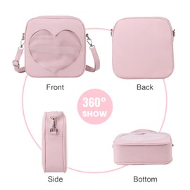 Freiesldaten Ita Bag Women's Clear Heart Crossbody Bag Lightweight Kawaii JK Uniform Display Bag