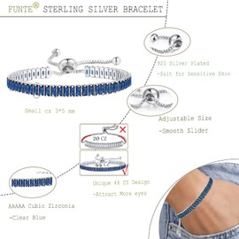 Sterling Silver Bracelet for Women Tennis Bracelet Crystal Slider Bracelet S925 Womens Bracelet Sparkle Diamond Zirconia Adjustable Bracelet for Girls Lady friendship bracelet Gift for Mother's Day