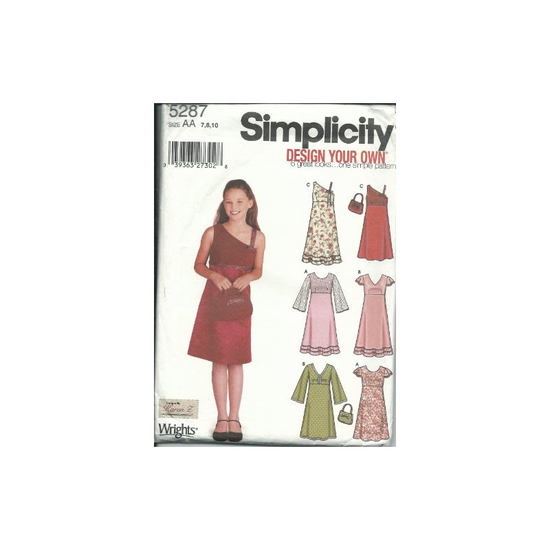 Simplicity Sewing Pattern 5287AA Size 7-10 Dresses