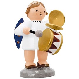 KWO Angel Figurine with Drum and Bell, 5 cm, Wood, Multicolour, One Size