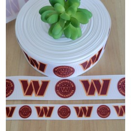 Unbranded 7/8 & 1.5 (1 YD) Washington Commanders Grosgrain Ribbon Football Cheer Bow - 7/8 inch